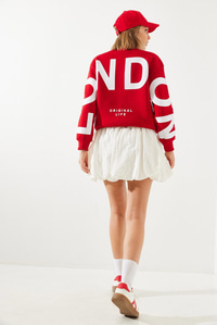 Üç İplik Şardonlu London Baskılı Sweatshirt MBHS003 60601003 - Kırmızı