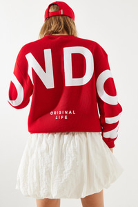 Üç İplik Şardonlu London Baskılı Sweatshirt MBHS003 60601003 - Kırmızı