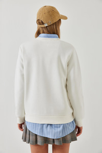 Üç İplik Şardonlu Nakışlı Sweatshirt 6476 60261023 - Beyaz SWEATSHİRT modelleri