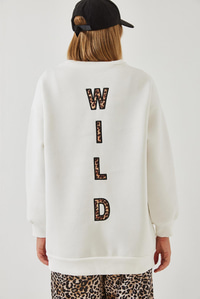 Üç İplik Şardonlu Önü Fermuarlı Leopar Baskılı Sweatshirt 60351258 - Beyaz