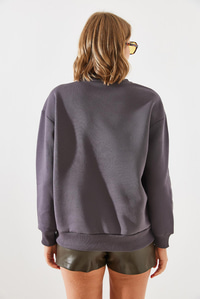 Üç İplik Şardonlu Palm Springs Tenis Vintage Kolej Sweatshirt MBHS002 60601002 - Füme