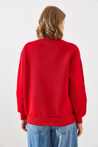 Üç İplik Şardonlu Palm Springs Tenis Vintage Kolej Sweatshirt MBHS002 60601002 - Kırmızı