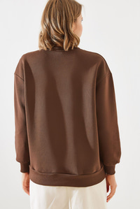 Üç İplik Şardonlu Palm Springs Tenis Vintage Kolej Sweatshirt MBHS002 60601002 - Kahverengi