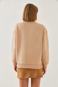 Üç İplik Şardonlu Renkli Kalp Baskılı Sweatshirt MBHS007 60601007 - Bisküvi