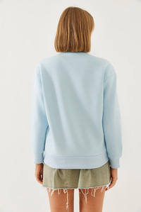 Üç İplik Şardonlu Renkli Kalp Baskılı Sweatshirt MBHS007 60601007 - Bebe Mavisi