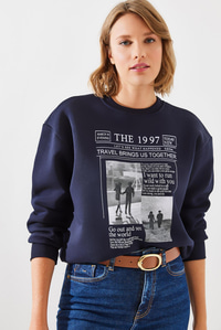 Üç İplik Şardonlu The 1997 Baskılı Sweatshirt MBHS009 60601009 - Lacivert