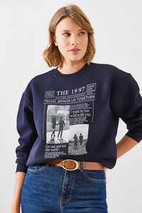 Üç İplik Şardonlu The 1997 Baskılı Sweatshirt MBHS009 60601009 - Lacivert