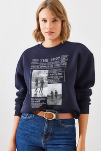 Üç İplik Şardonlu The 1997 Baskılı Sweatshirt MBHS009 60601009 - Lacivert