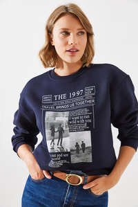 Üç İplik Şardonlu The 1997 Baskılı Sweatshirt MBHS009 60601009 - Lacivert