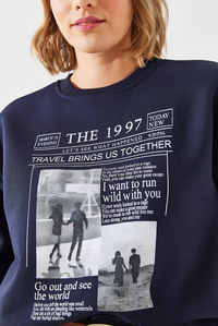 Üç İplik Şardonlu The 1997 Baskılı Sweatshirt MBHS009 60601009 - Lacivert