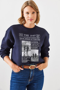 Üç İplik Şardonlu The 1997 Baskılı Sweatshirt MBHS009 60601009 - Lacivert