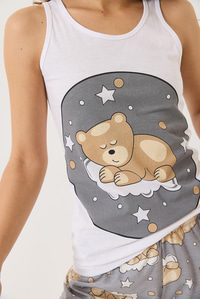 Uykucu Teddy Baskılı Şortlu Pijama Takımı 0251 60283169 - Gri