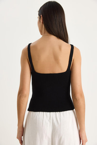 V Yaka İnce Askılı Crop Bluz 20259804 - Siyah