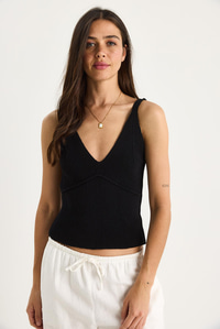 V Yaka İnce Askılı Crop Bluz 20259804 - Siyah