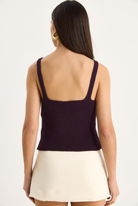 V Yaka İnce Askılı Crop Bluz 20259804 - Mürdüm