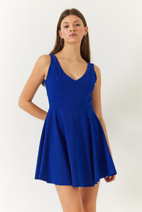 V Yaka Sırt Dekolteli Mini Elbise 60261377 - Saks