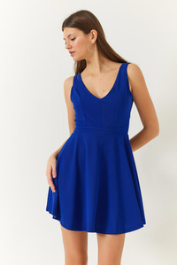 V Yaka Sırt Dekolteli Mini Elbise 60261377 - Saks
