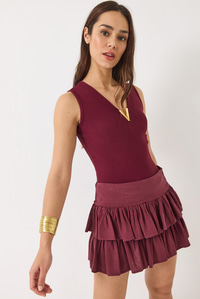 V Yaka Toka Detaylı Fitilli Bluz 60284013 - Bordo