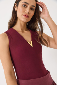 V Yaka Toka Detaylı Fitilli Bluz 60284013 - Bordo