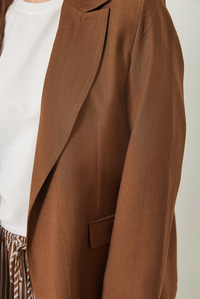 Vatkalı Astarı Çizgili Çilek Kumaş Blazer Ceket 50178 60283002 - Taba