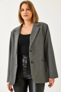 Vatkalı Çift Cepli Astarlı Blazer Ceket 3338 60261198 - Antrasit CEKET modelleri
