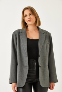 Vatkalı Çift Cepli Astarlı Blazer Ceket 3338 60261198 - Antrasit CEKET modelleri