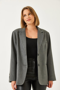 Vatkalı Çift Cepli Astarlı Blazer Ceket 3338 60261198 - Antrasit