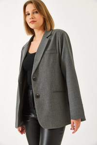Vatkalı Çift Cepli Astarlı Blazer Ceket 3338 60261198 - Antrasit CEKET modelleri
