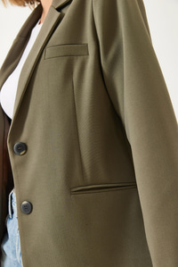 Vatkalı Çift Cepli Astarlı Blazer Ceket 3338 60261198 - Haki CEKET modelleri