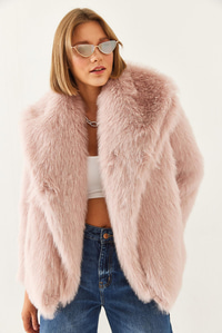 Yakalı Astarlı Premium Kürk MBMS037 60501037 - Pembe