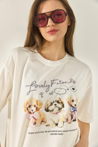 Yavru Köpek Premium Baskılı Oversize Pamuklu T-Shirt ÖT251076 60283292 - Ekru