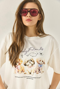 Yavru Köpek Premium Baskılı Oversize Pamuklu T-Shirt ÖT251076 60283292 - Ekru