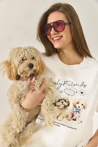 Yavru Köpek Premium Baskılı Oversize Pamuklu T-Shirt ÖT251076 60283292 - Ekru