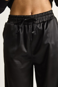 Yüksek Bel Beli Lastikli Saten Bol Paça Pantolon 4027 60284074 - Siyah PANTOLON modelleri