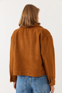 Yumuşak Kaşe Crop Ceket MBMS013 60501013 - Taba