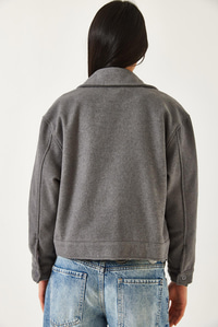 Yumuşak Kaşe Crop Ceket MBMS013 60501013 - Gri