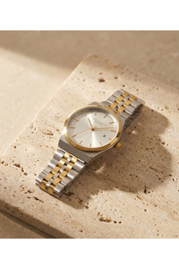 Çift Renk Çelik Kordon Gümüş-Gold Takvimli Unisex Kol Saati 37 mm Quartz
