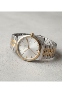 Çift Renk Çelik Kordon Gümüş-Gold Takvimli Unisex Kol Saati 37 mm Quartz