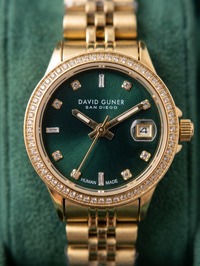 David Guner San Diego 25 mm Kadın Kol Saati Yeşil Kadran Gold Renk Çelik Kordon