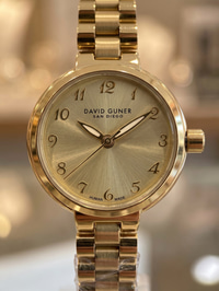 David Guner San Diego 25 mm Kadın Kol Saati Altın Renk Çelik Kordon Gold Kadran