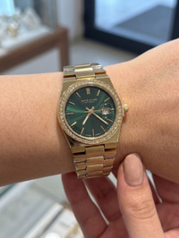 David Guner San Diego 30 mm Ekstra İnce Kadın Saat Yeşil Kadran Gold Kordon