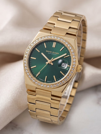 David Guner San Diego 30 mm Ekstra İnce Kadın Saat Yeşil Kadran Gold Kordon