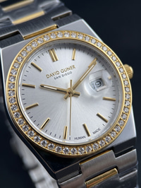 David Guner San Diego 30 mm Ekstra İnce Kadın Saat Gümüş Kadran Çift Renk Çelik Kordon
