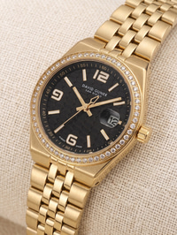 David Guner San Diego 30 mm Kadın Kol Saati Siyah Kadran Gold Renk Çelik Kordon