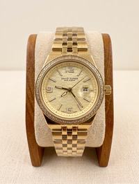 David Guner San Diego 30 mm Kadın Kol Saati Gold Kadran Taşlı Bezel Çelik Kordon