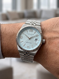 David Guner San Diego 39 mm Otomatik Erkek Kol Saati Gümüş Renk Çelik Kordon Açık Mavi Kadran