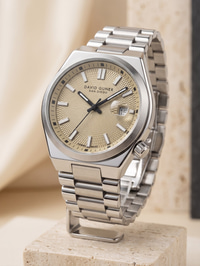 David Guner San Diego 40 mm Şampanya Kadran Çelik Erkek Saati Özel Kurma Kolu