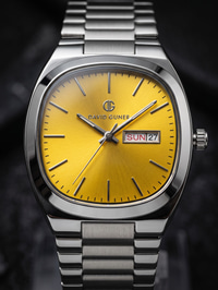 David Guner San Diego 42 mm Erkek Kol Saati Sarı Kadran Çelik Kordon Gün-Tarihli