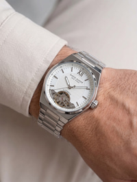 David Guner San Diego 42 mm Otomatik Open Heart Beyaz Kadran Çelik Erkek Kol Saati