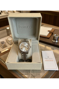 Erkek Kol Saati 41 mm Çelik Kordon Gümüş Kadran Gün Takvim Quartz Klasik Saat